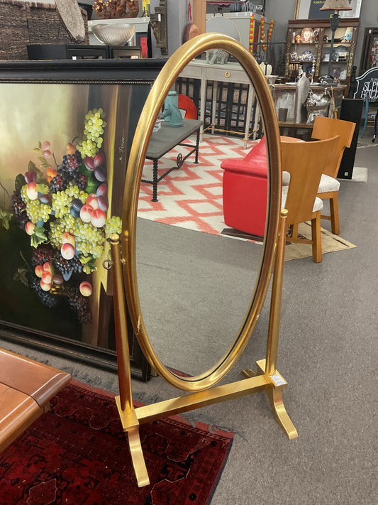 Gold Oval Cheval Floor Mirror Regency Style 57"H