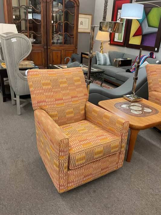 Swivel Upholstered Side Chair Bright Orange/Red