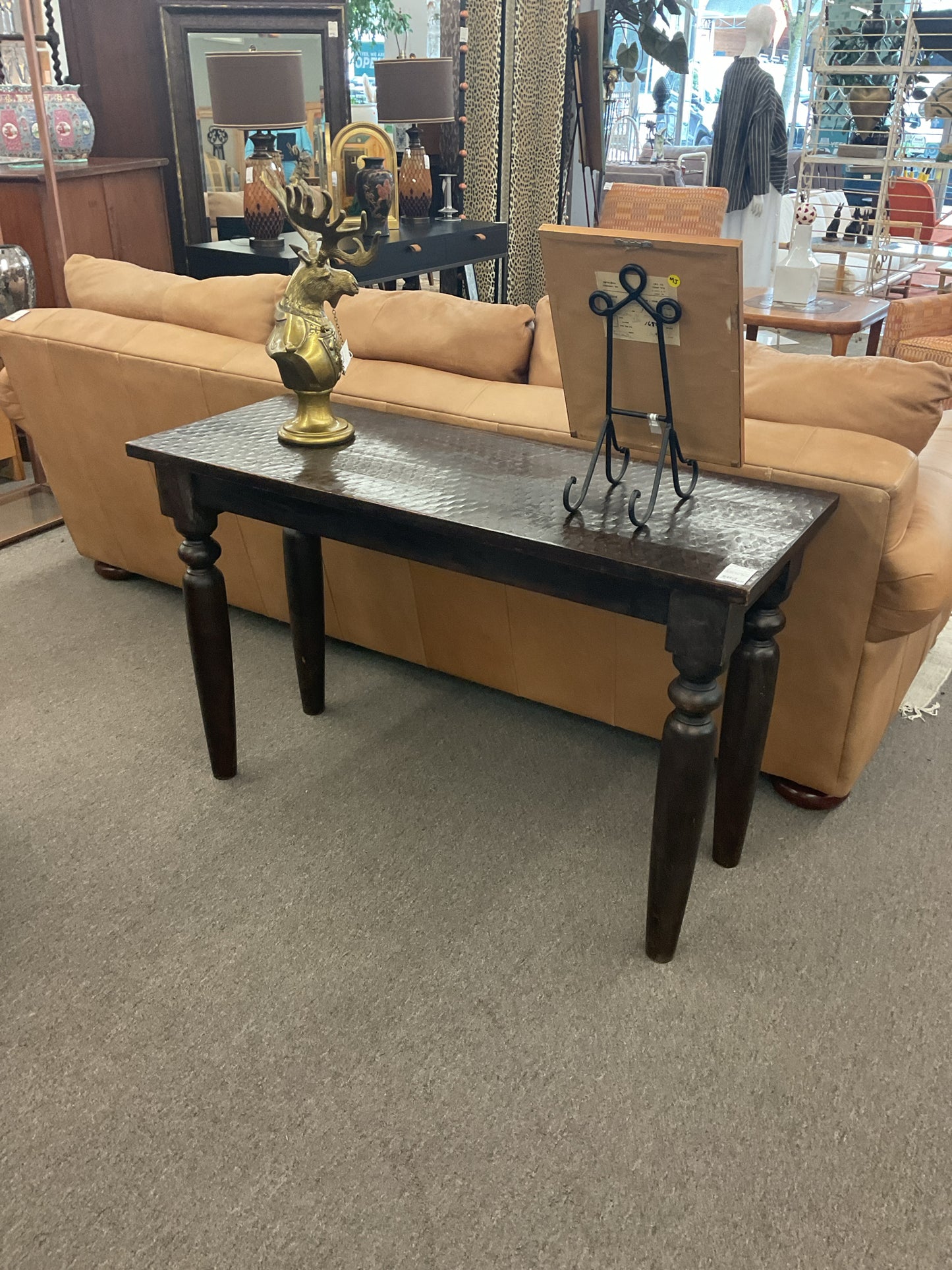 Espresso hammered Wood Sofa Table 48x18x30