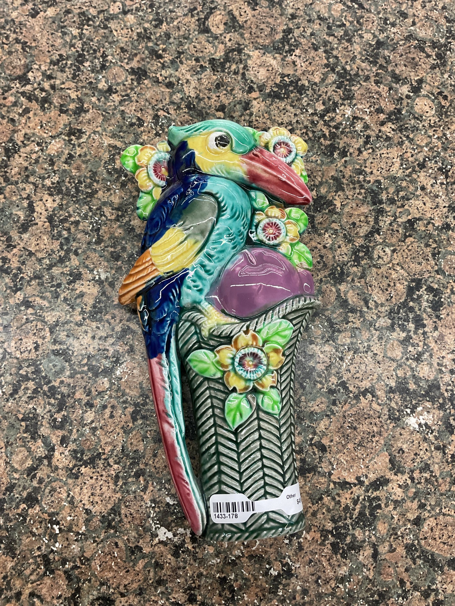 Vintage Ceramic Wall Pocket Fashioned as a Toucan Japan
