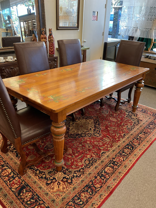 Hand-Painted Pine Dining Table 79"L,40"W,30"H