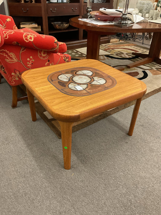 Danish Teak Coffee Table w/Tile Inlay Design 30x30x19