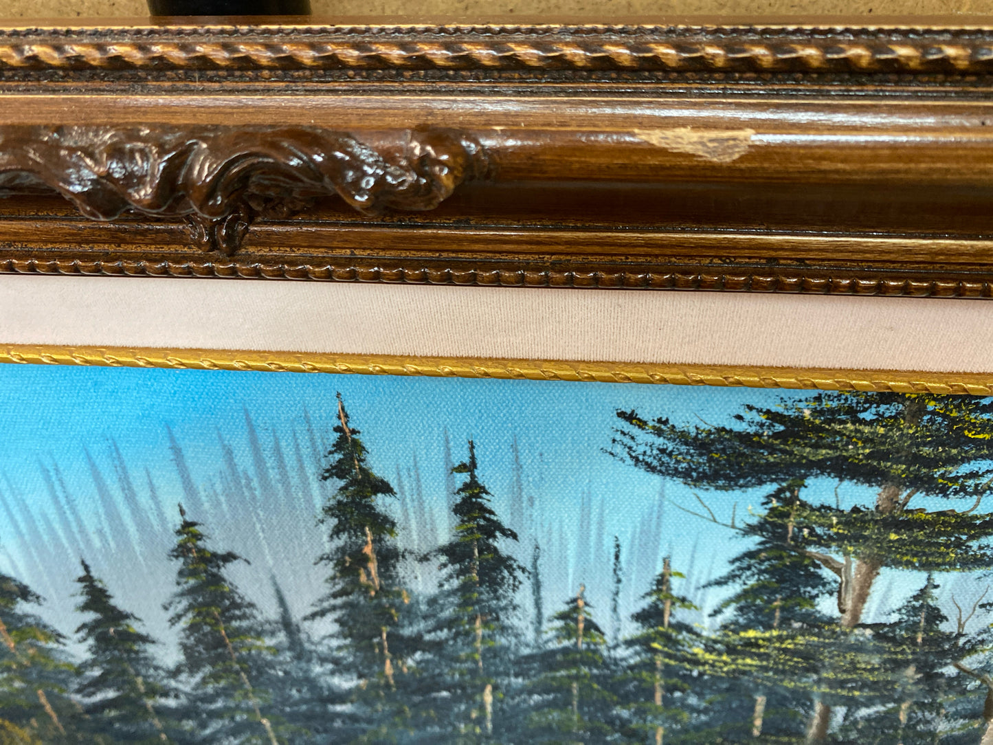 Evergreen Trees River Oil Painting by Cricket Gardner 23" x 29"