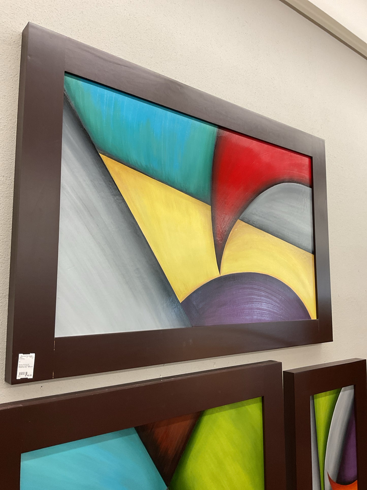 Abstract Multicolored Geometric Oil Painting 38x56"