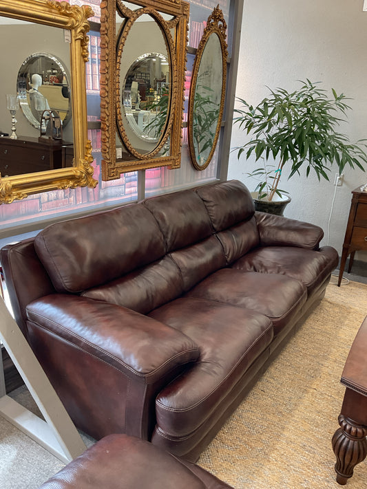 Flexsteel Espresso Brown Leather Sofa 88"L,41"D,33"H