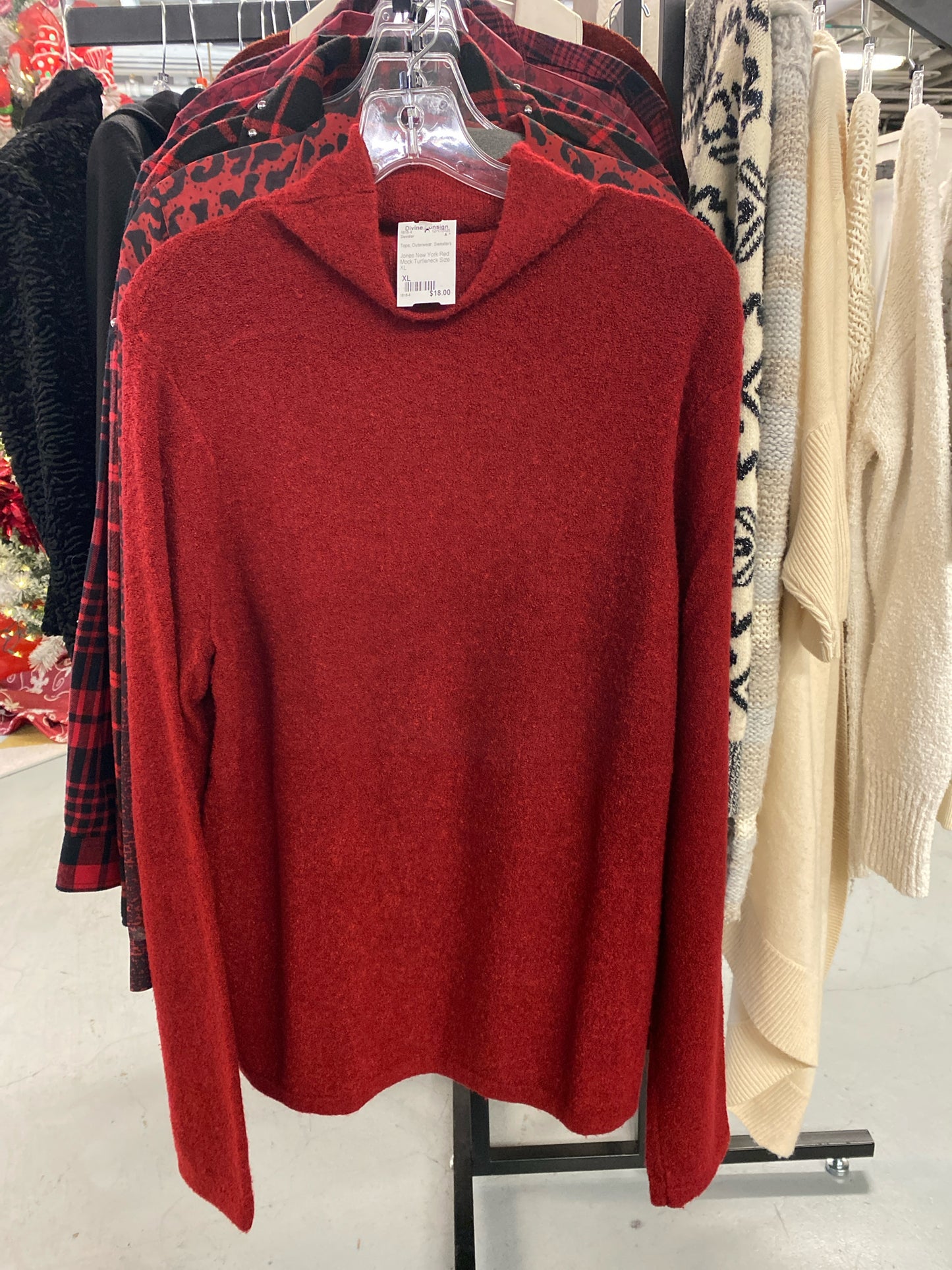 Jones New York Red Mock Turtleneck Size XL