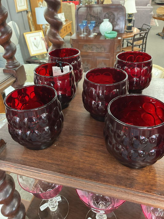 Vintage Ruby Red Bubble Cups