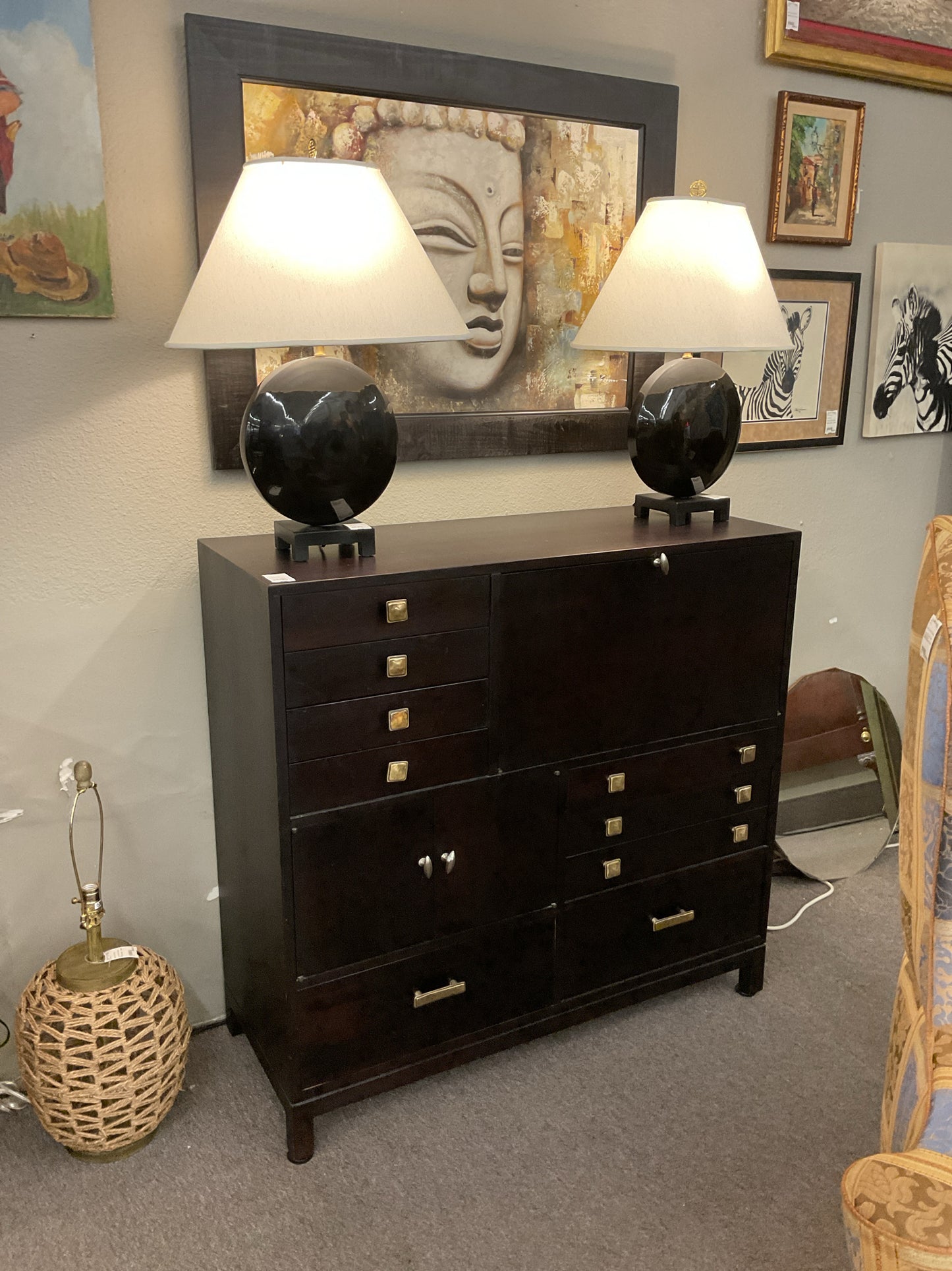 Black Dresser w/Dropdown 46"W,44"H,18"D