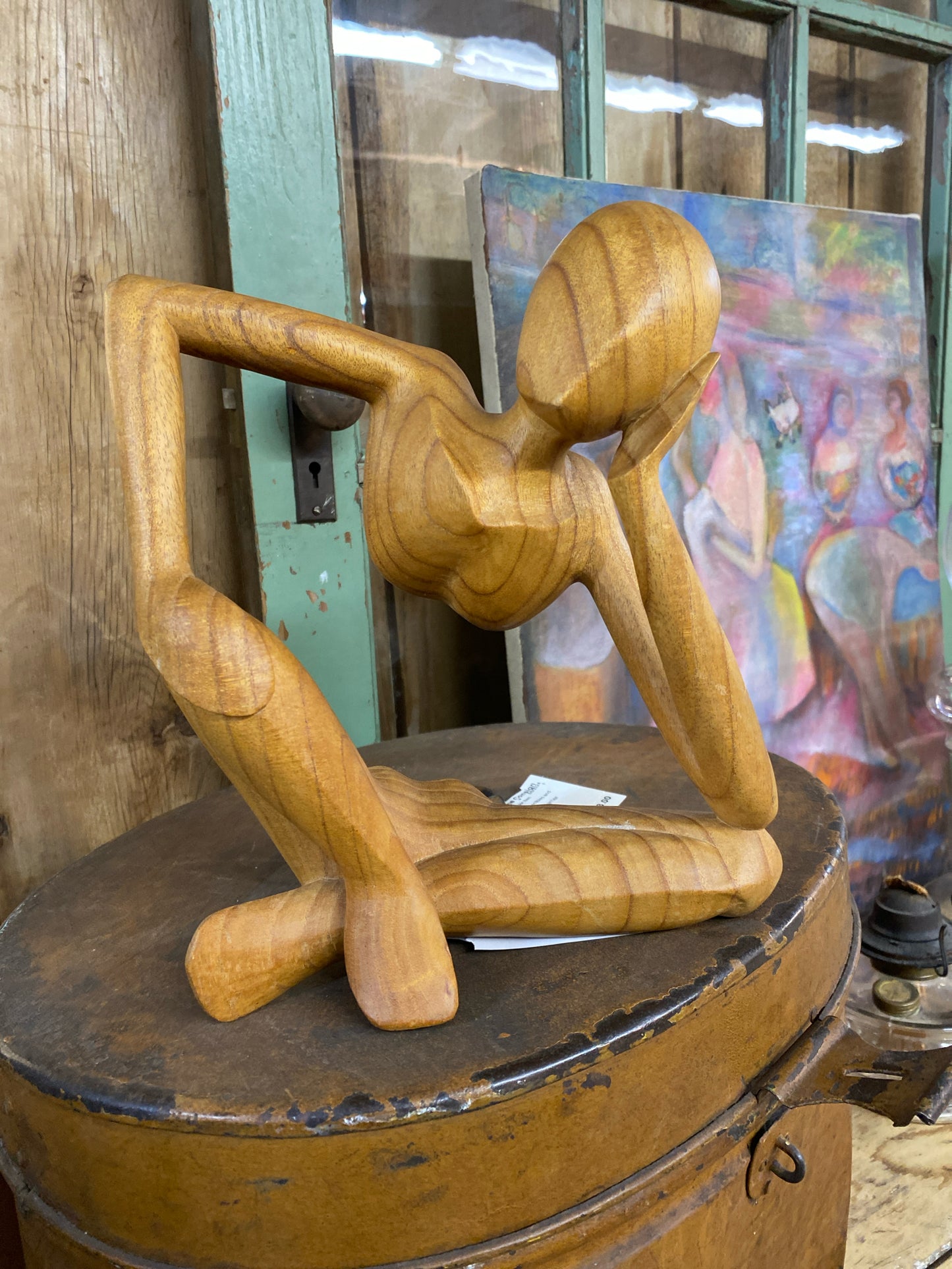 Women Sitting Wood Sculpture