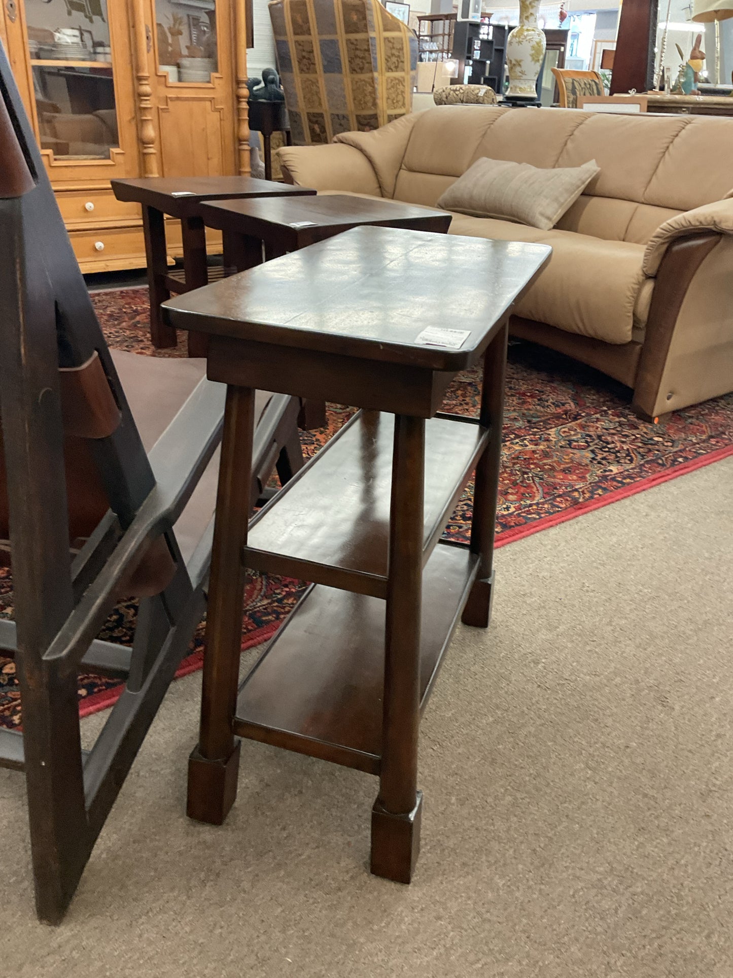 Espresso Wood Rectangular 3-Tier Side Table 24x12x26