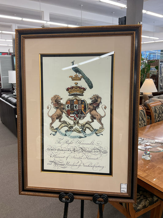 Heraldic Crest Harcourt Family Coat of Arms Print 31x43"