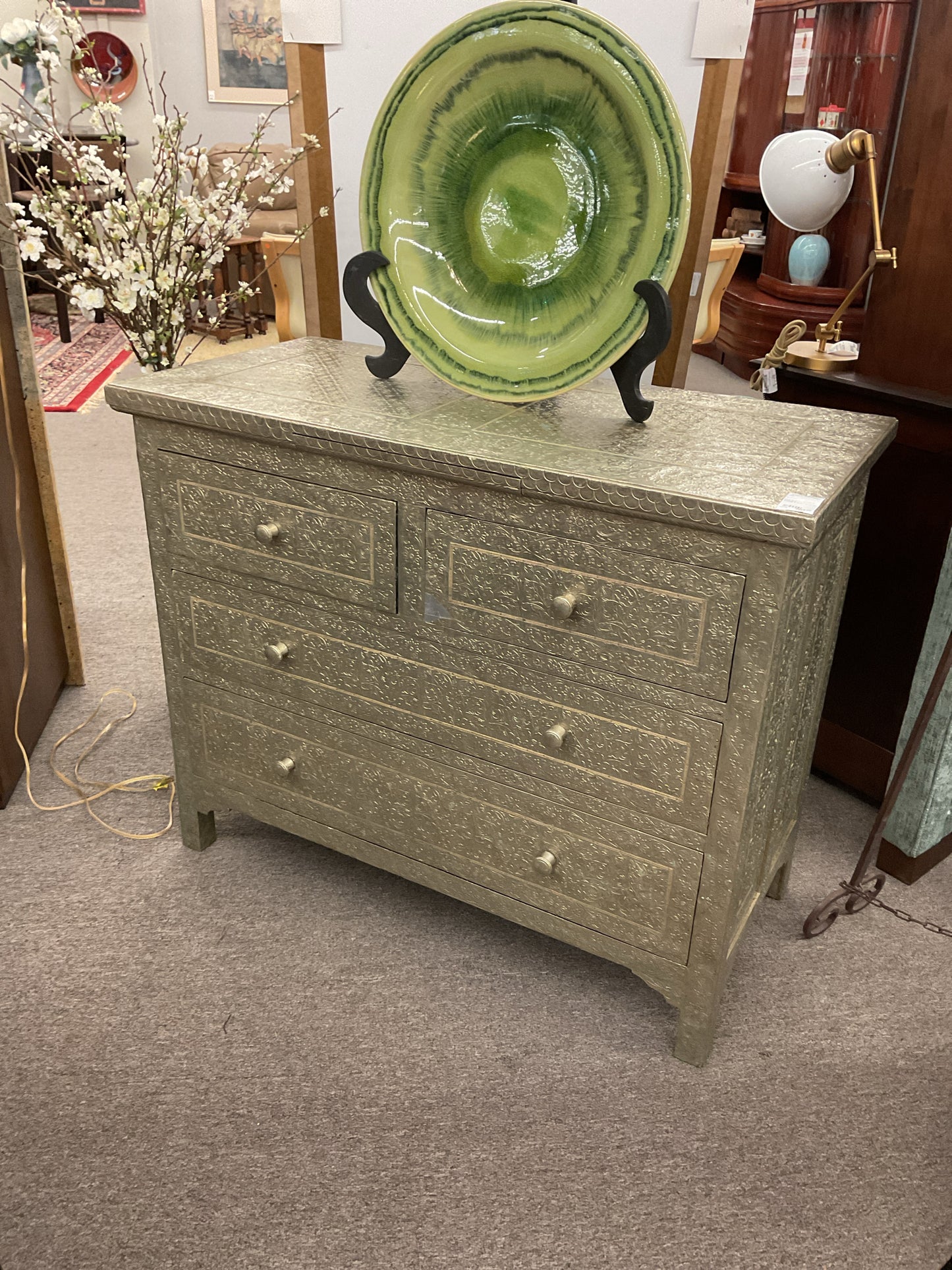 Metal Embossed Chest of Drawers 42x20x35