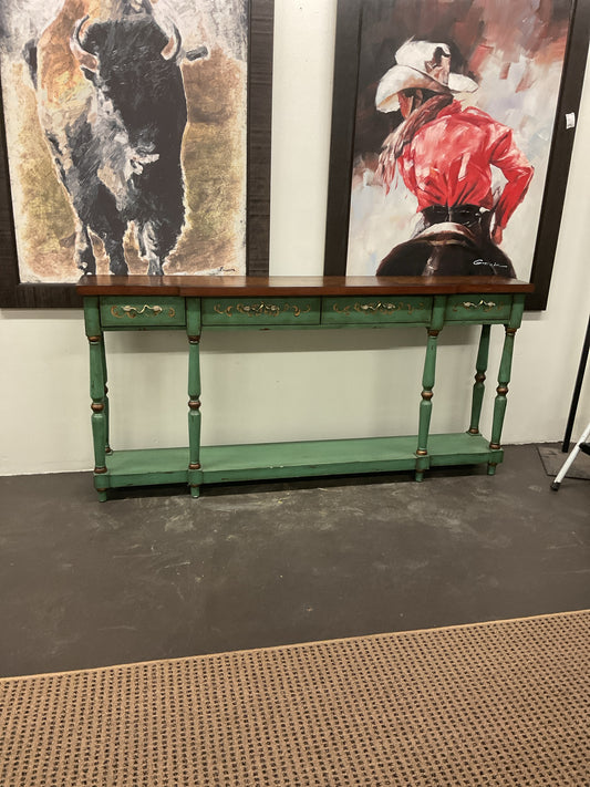 Long Entry Table Brown Top and Green Base