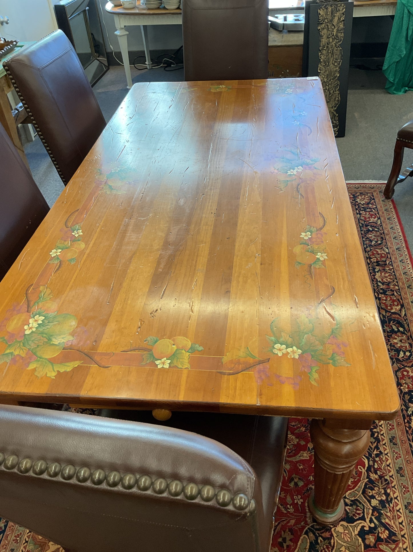 Hand-Painted Pine Dining Table 79"L,40"W,30"H