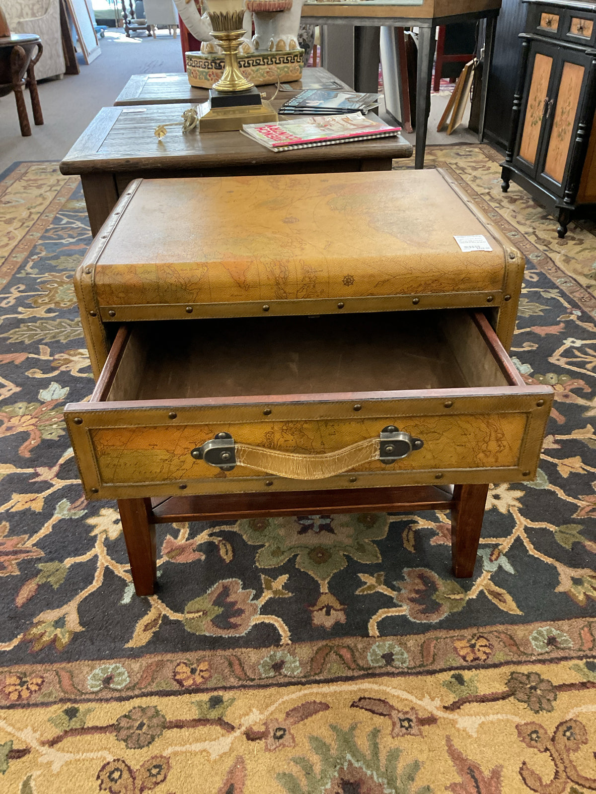 Old World Map Trunk End Table 25x18x24