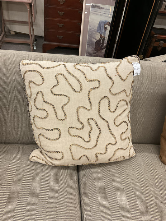 Sand Color w/Raised Weave Design Throw Pillow