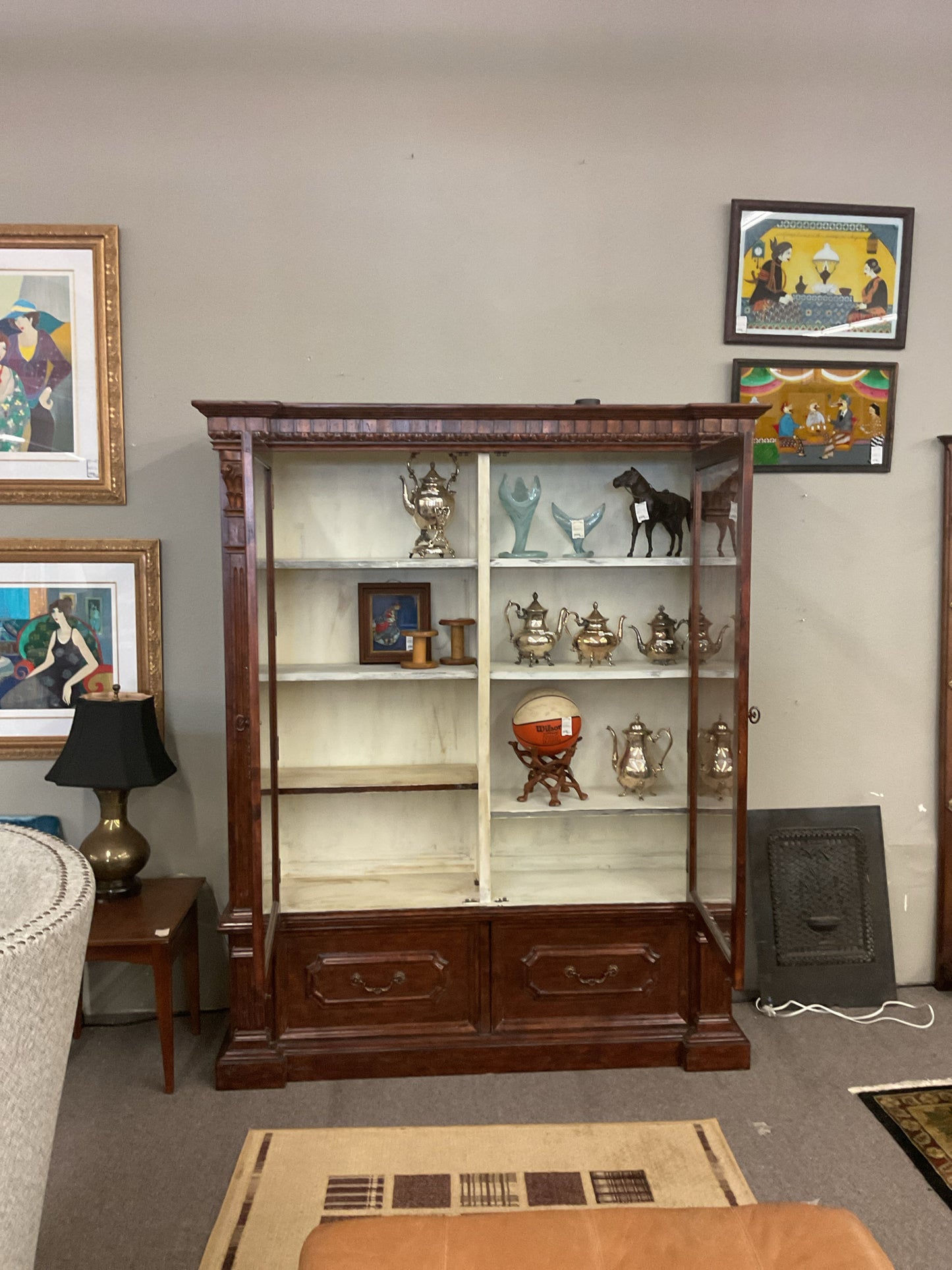 Display Cabinet w/Adjustable Shelving & Glass Doors 69"W,84"H,19"D