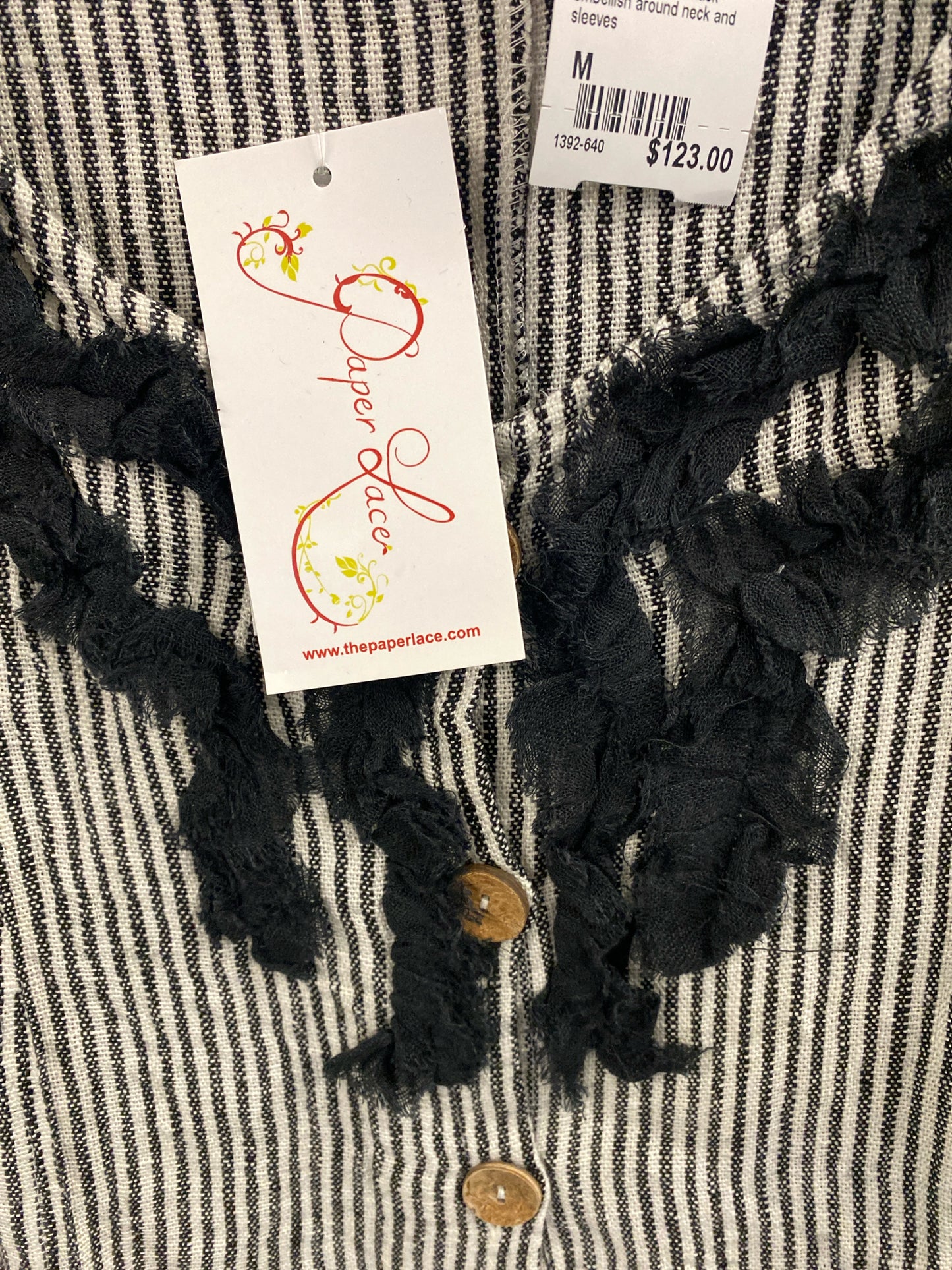 Size M Striped Paper Lace Jacket