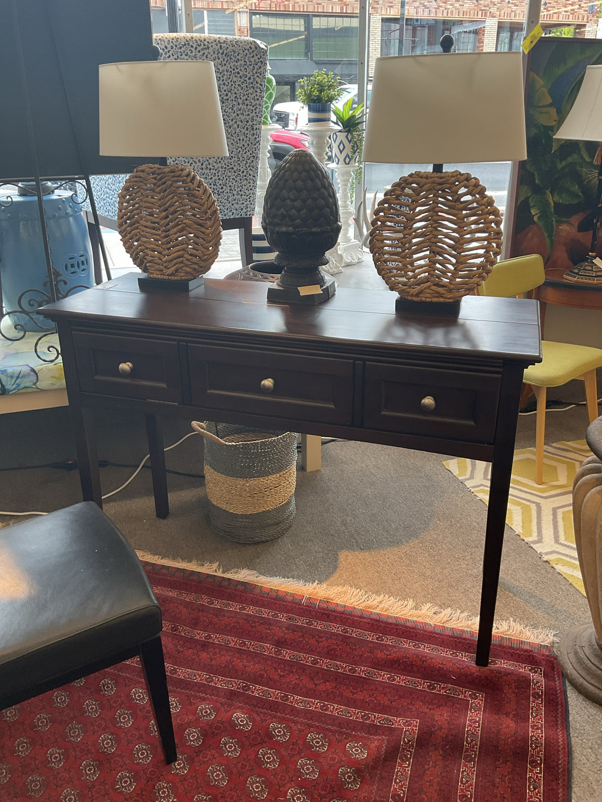 Drop-Down Wood Desk Espresso Brown 50"W,18"D,36"H, Desk Height 27"