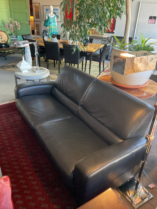 Italsofa 2-Seater Black Leather Sofa 76"L,34"D,33"H