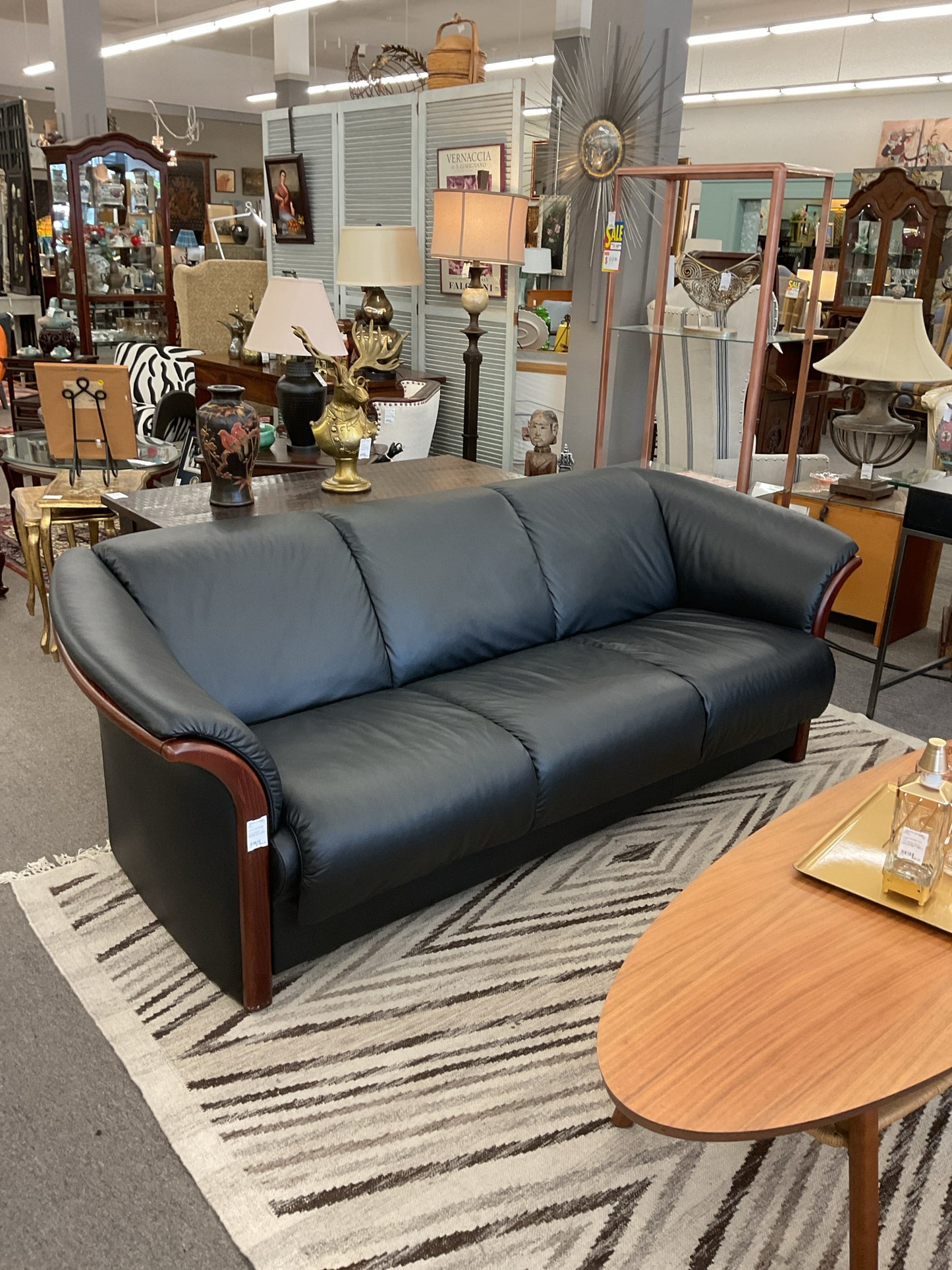Ekornes Stressless "Manhattan" Black Leather Sofa