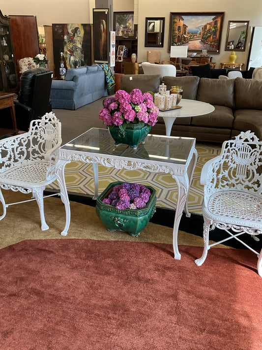 Cast Iron Glass Top Garden Table