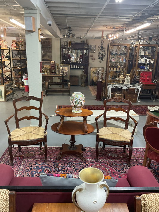 Louis XV Oak Armchair w/Rush Seat Neo Rustique