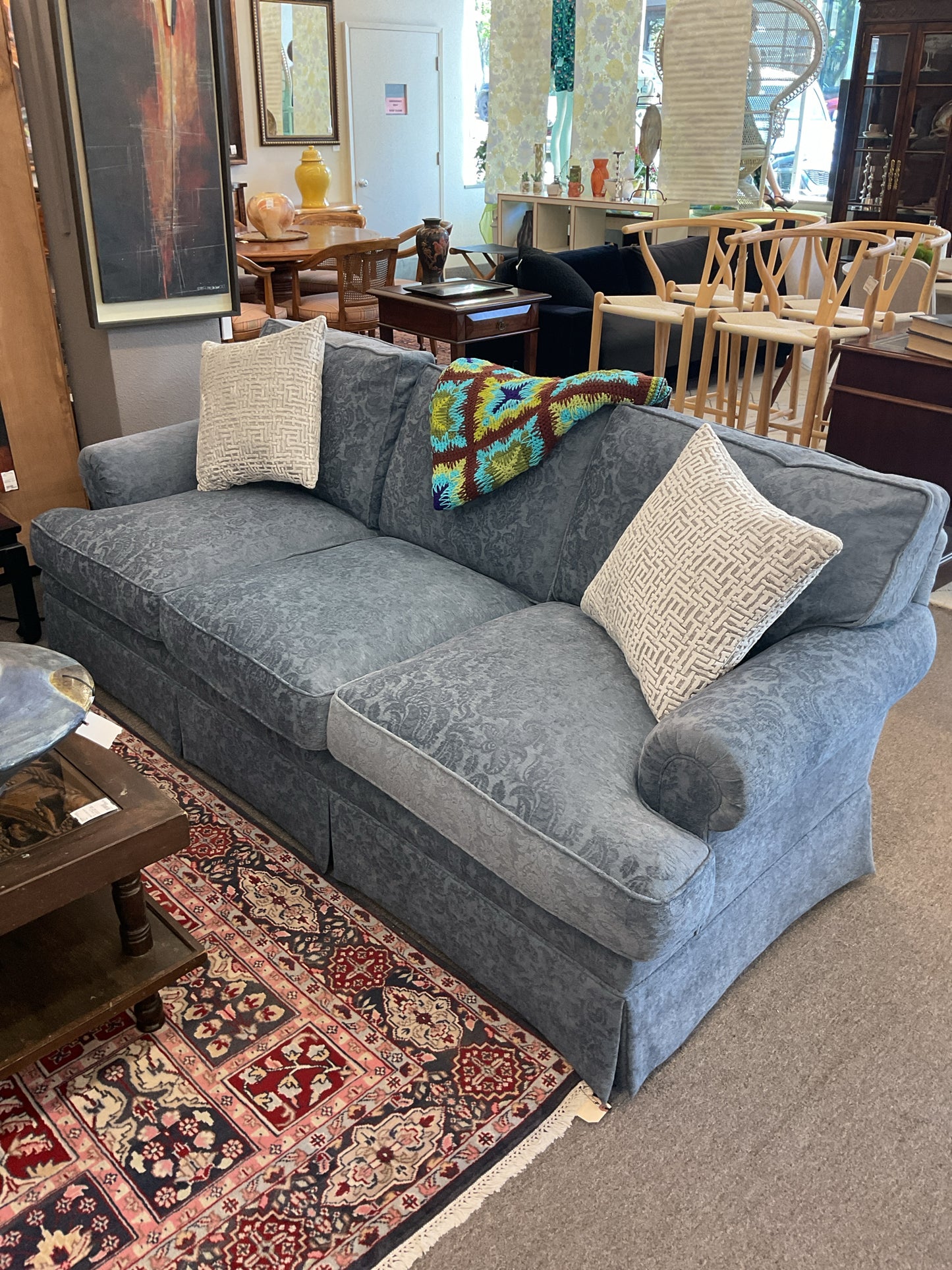 Baker Furniture Blue Sofa