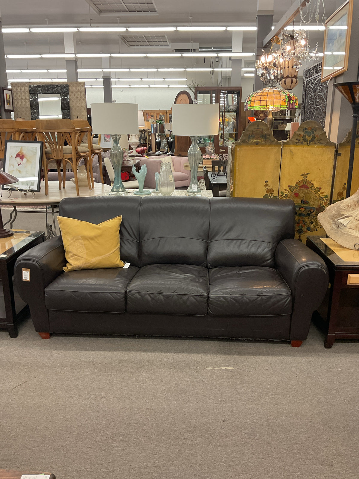 Espresso Brown Italian Leather Sofa 85"L,37"D,36"H