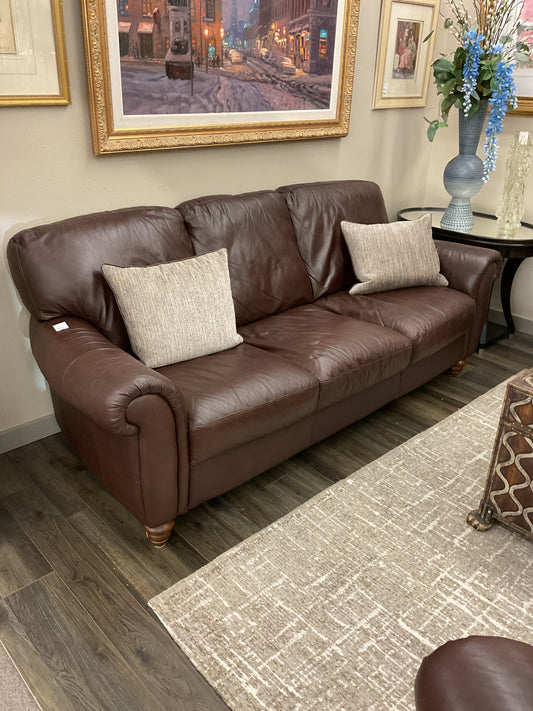 Brown Leather Italian Natuzzi Sofa