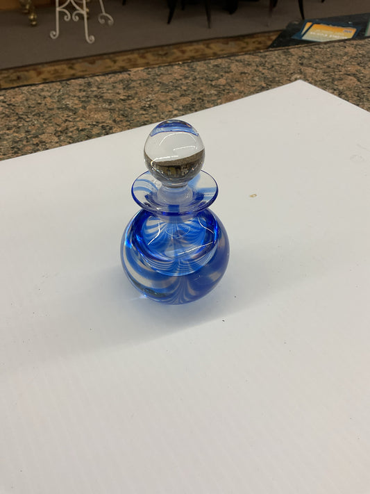 Blue Glass Bottle w/Lid