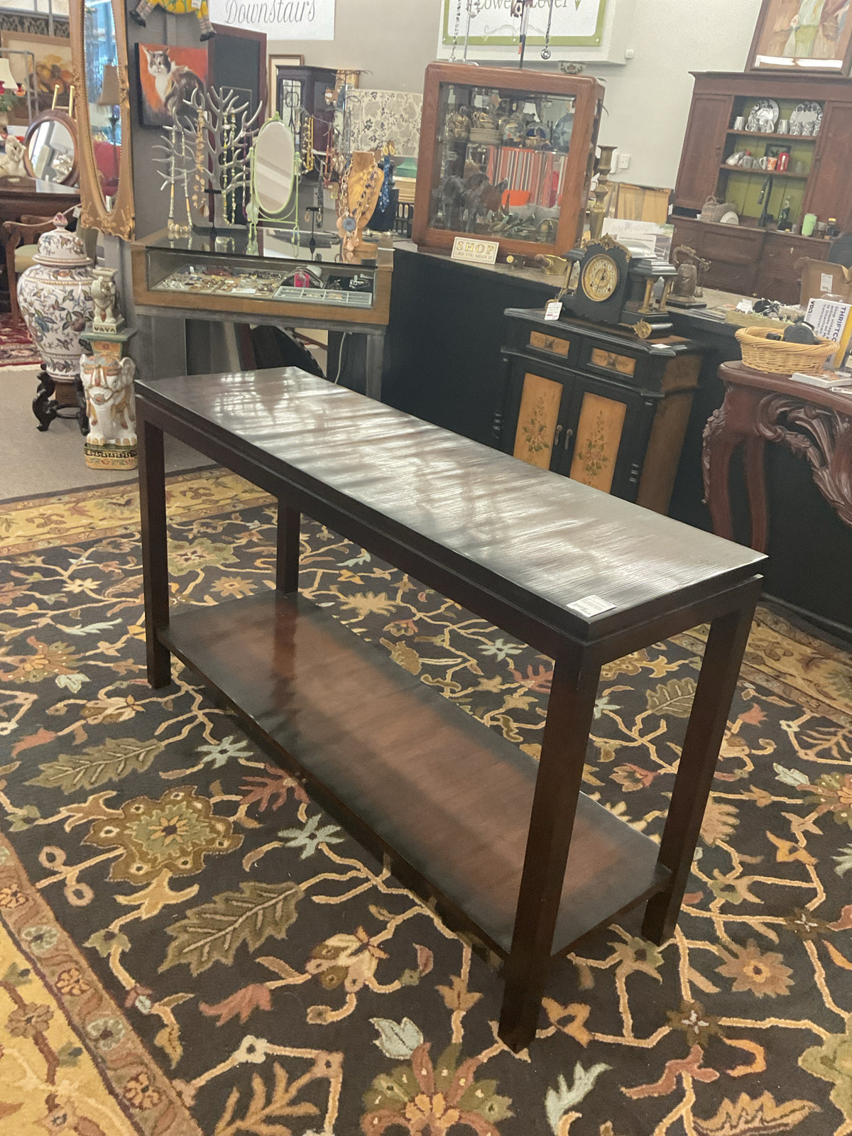 William Sonoma Espresso Wood 2-Tier Console Table 54x17x32