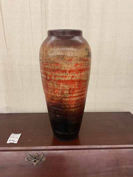 Clay Pottery Orange/Red/Brown 15" Vase
