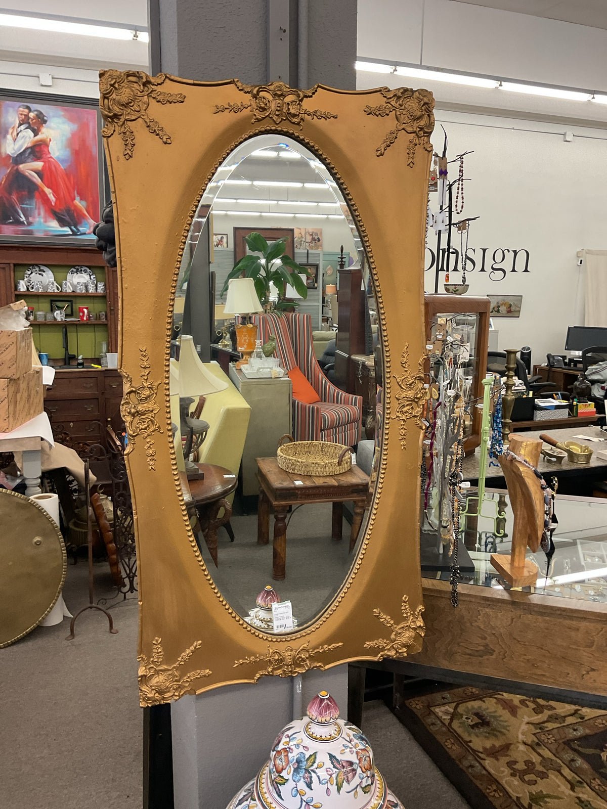 Vintage Victorian Rectangular Mirror 46x24