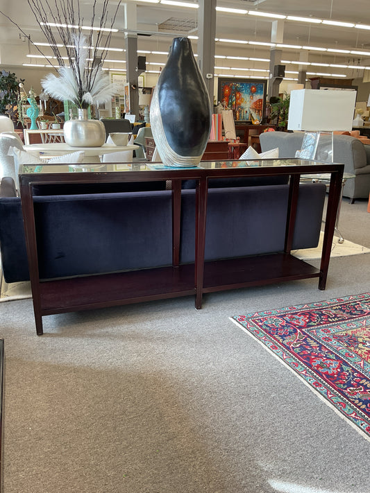 2-Tier Dark Brown Sofa Table w/Mirrored Top