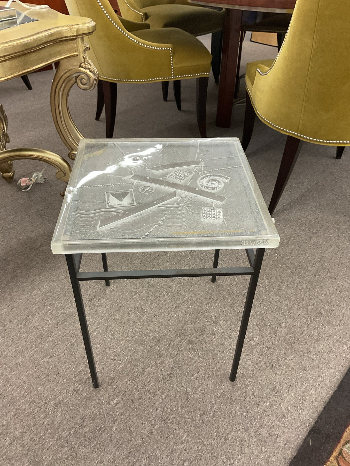 Retro 3-D Glass/Metal Side Table