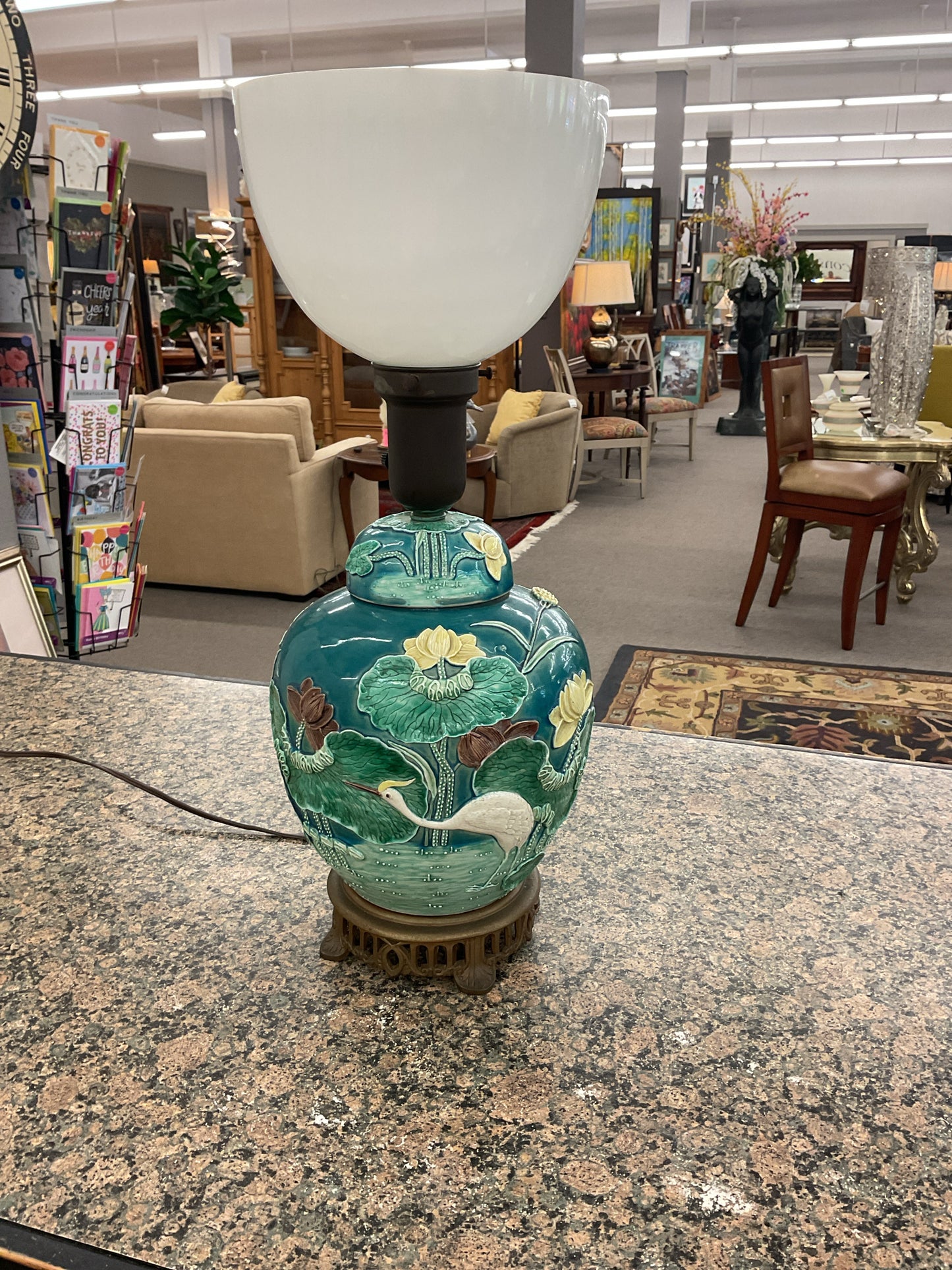 Antique Chinese Majolica Ginger Jar Lamp