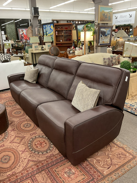 Motorized Reclining Brown Leather Sofa From Macy's 108"L,39"D,39"H