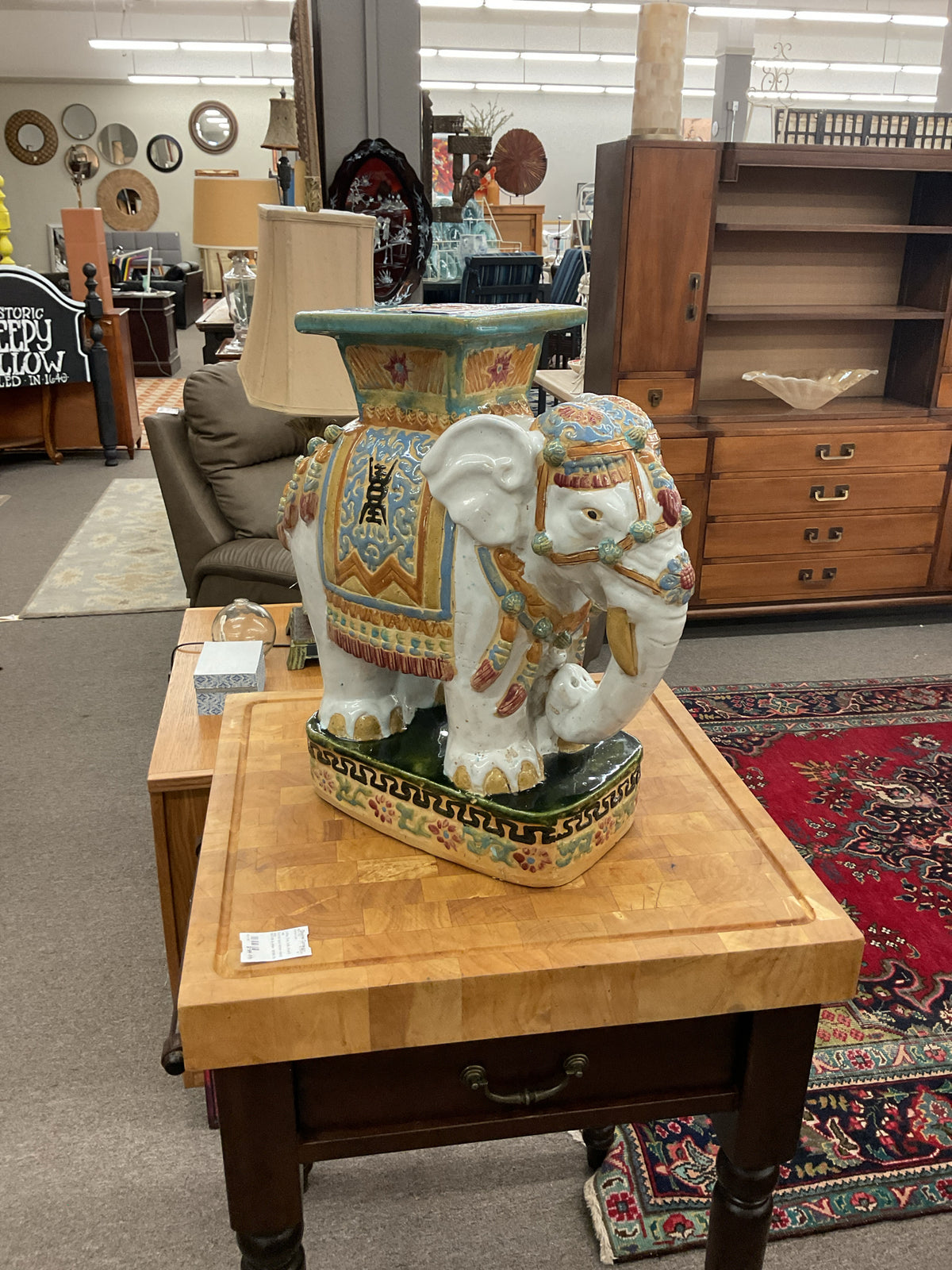 Mid Century Ceramic Small Elephant Plant Stand