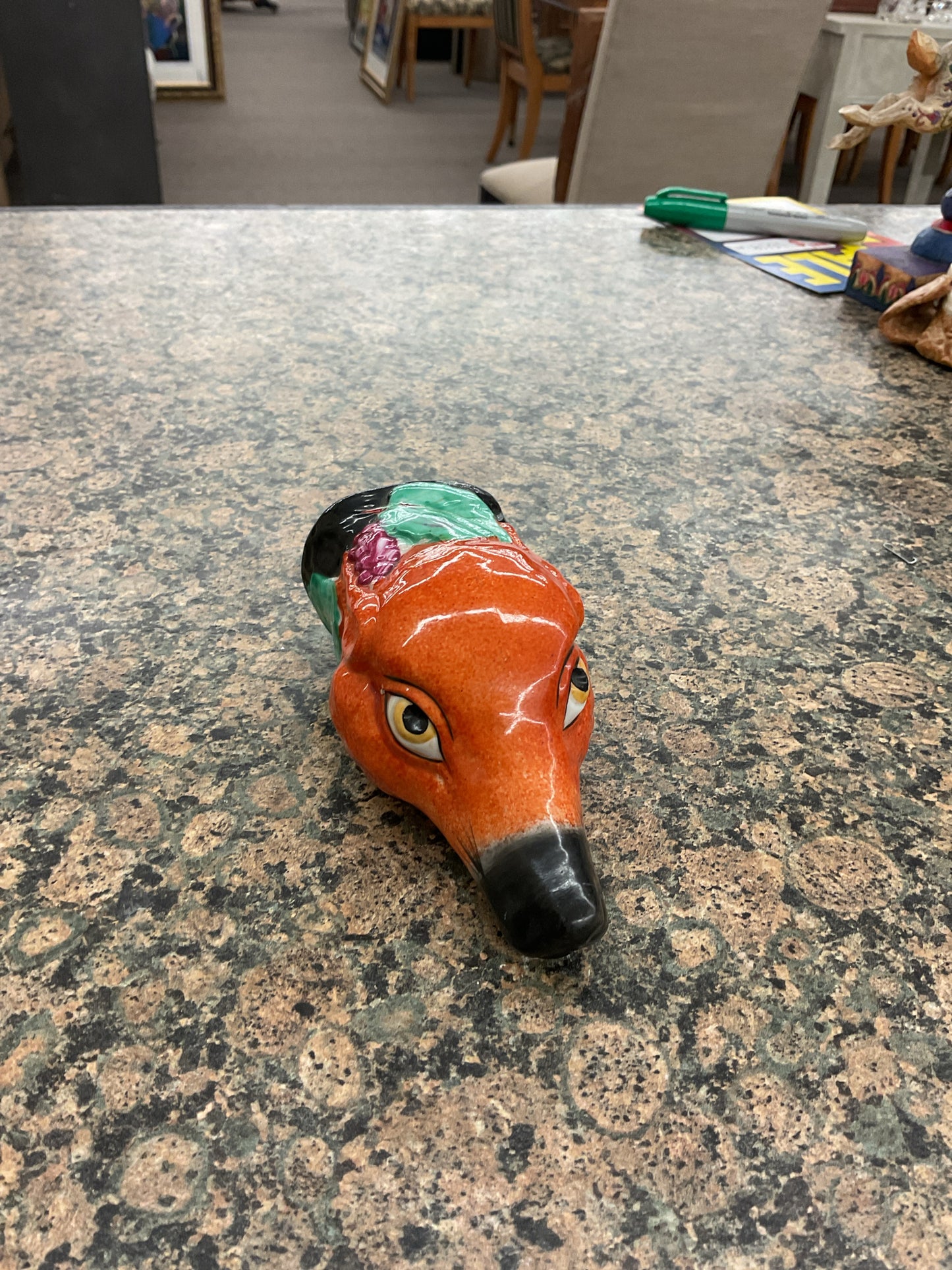 English Staffordshire Porcelain Fox Head Rare
