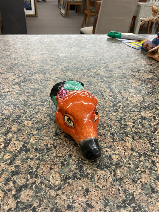 English Staffordshire Porcelain Fox Head Rare