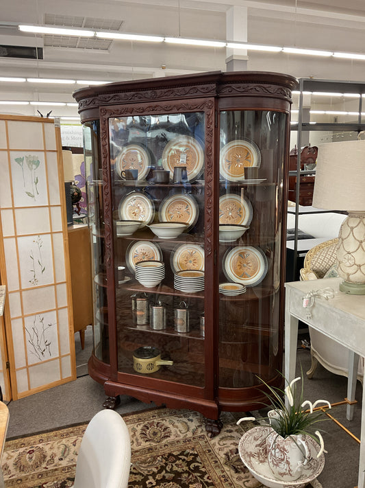 Vintage Display Cabinet w/curved Side Doors 48"H,45"W,18"D