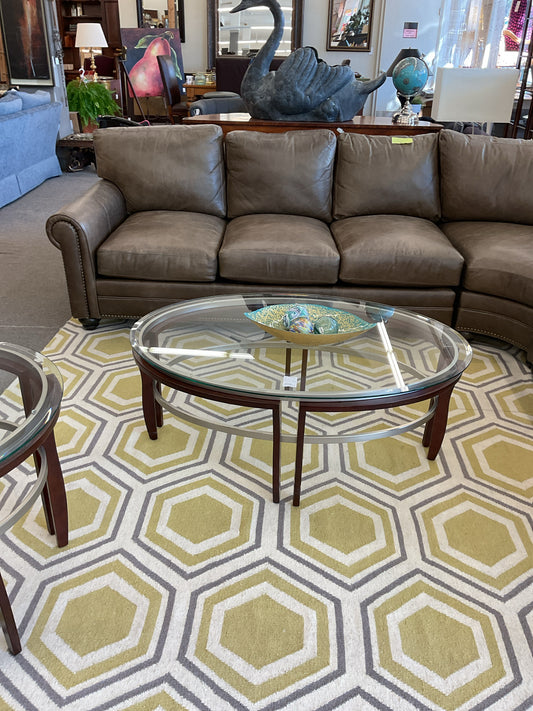 Oval Glass-top Coffee Table