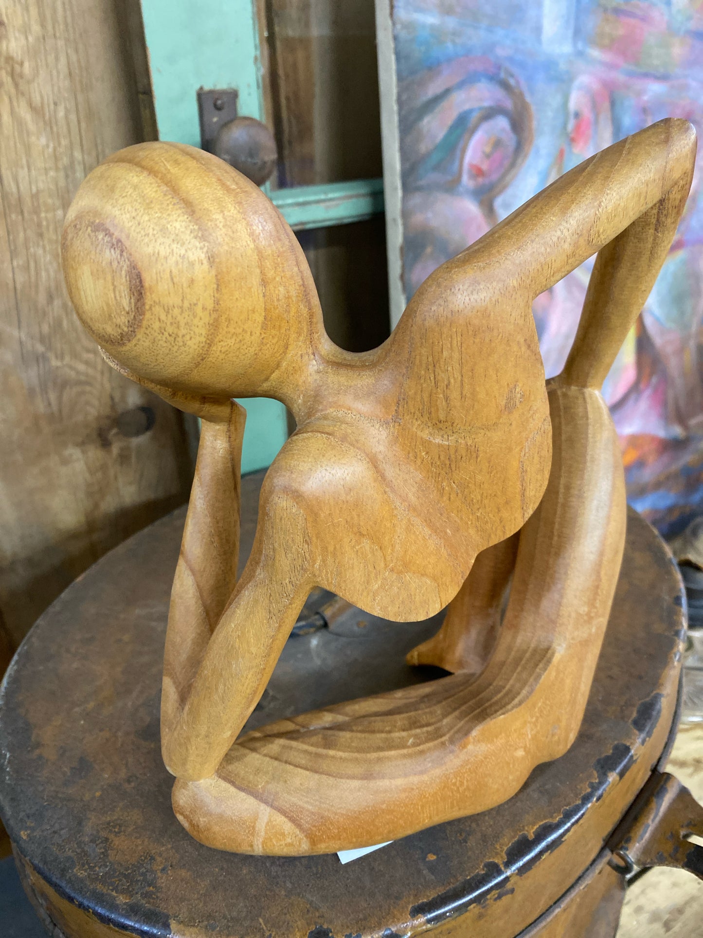 Women Sitting Wood Sculpture