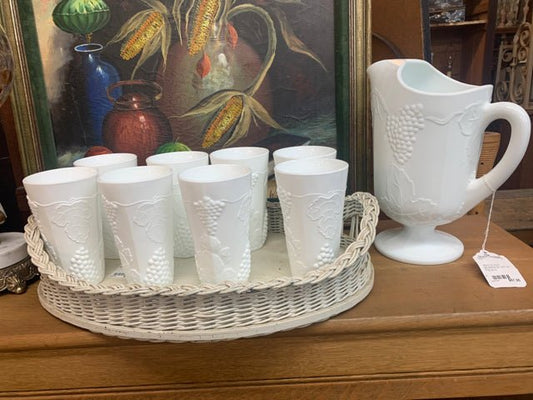 Milk Glass Beverage Set - Divine Consign Furniture